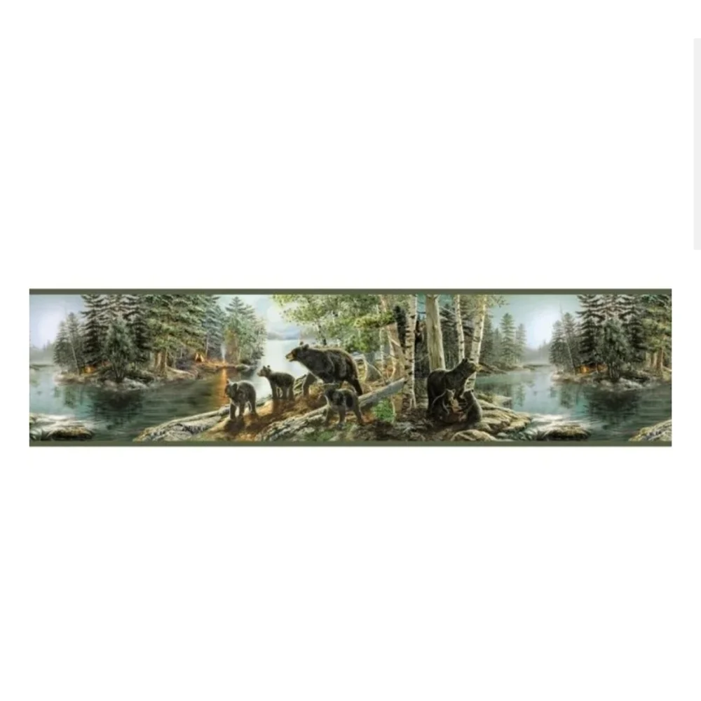 Wallpaper Border Bear Necessity Black Bear lodge rustic hunting